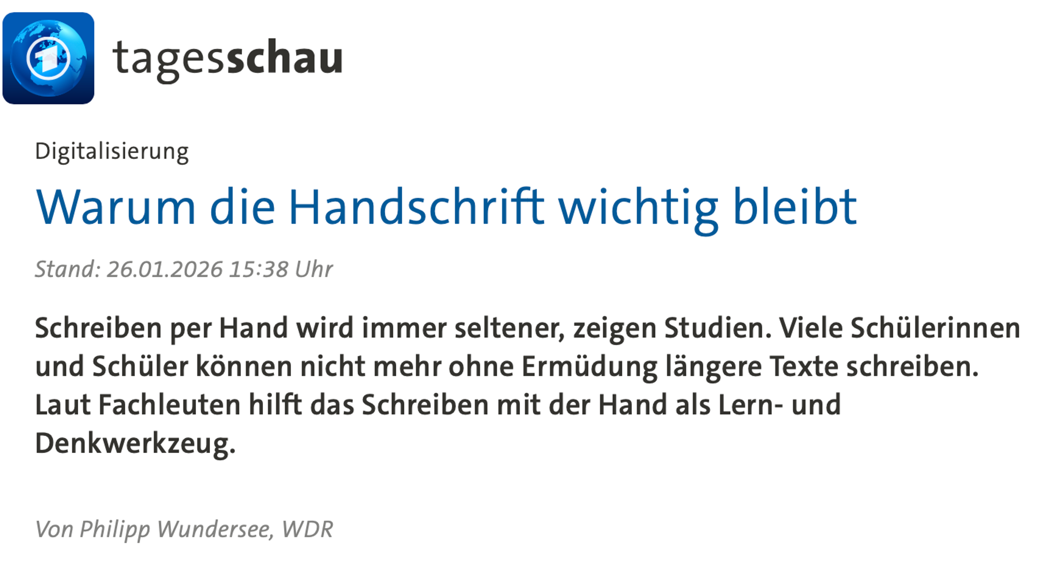 Screenshot tagesschau.de mit markiertem Autor