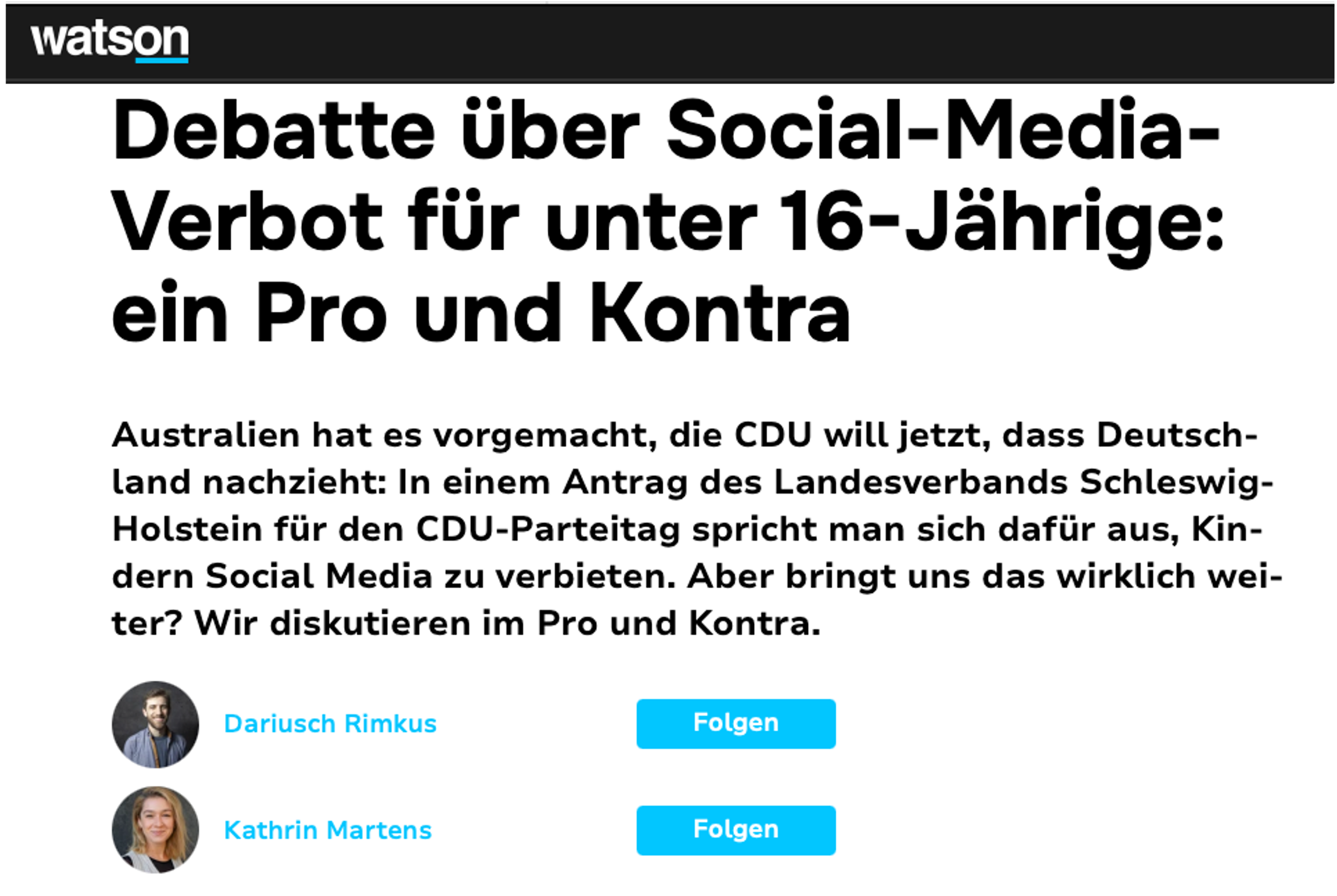 Screenshot watson.de mit markierten Autor:innen